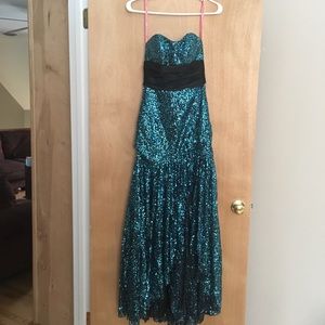 Sequins Blue and Black Prom / Pageant Dress